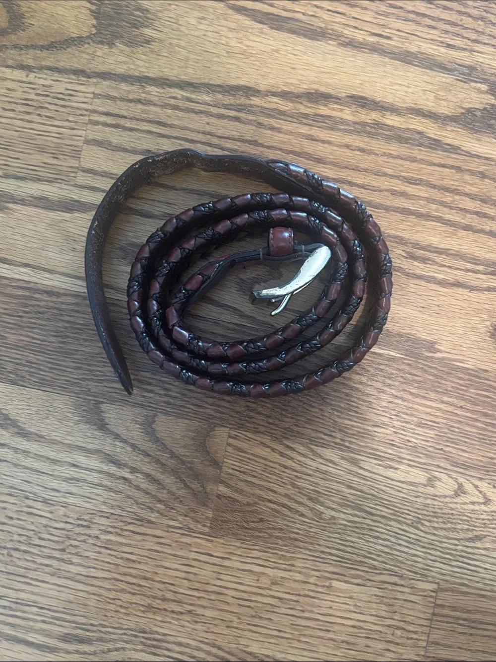 Vintage Men’s Brown Woven Braided Leather Belt Size 34/85 Boho Western EUC